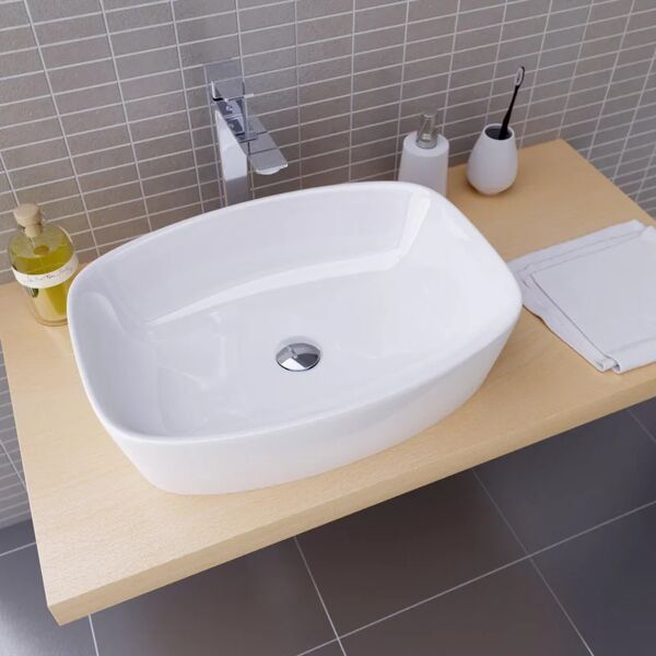 leroy merlin lavabo balta d'appoggio ovale in ceramica l 50.5 x p 38.5 x h 14 cm bianco