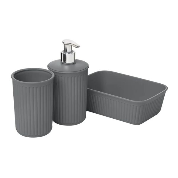 leroy merlin set di accessori da bagno in polipropilene l 17 x p 11.3 cm grigio antracite