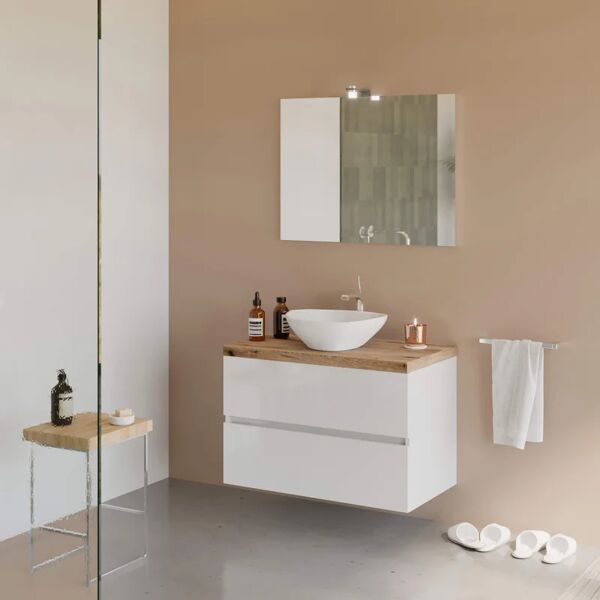 leroy merlin mobile sottolavabo e lavabo con illuminazione city bianco e rovere naturale l 80 x h 50 x p 44 cm