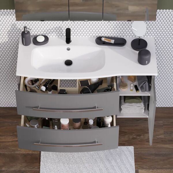 sensea mobile da bagno sotto lavabo perla l 110 x p 47.5 x h 53.7 cm grigio, lavabo non incluso