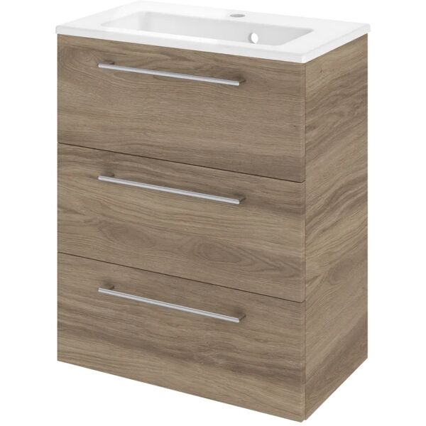 sensea mobile da bagno sotto lavabo remix l 60 x p 33 x h 73 cm marrone, lavabo non incluso