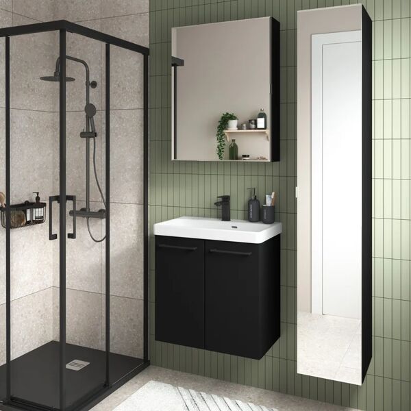 sensea mobile da bagno sotto lavabo remix l 60 x p 33 x h 57.7 cm nero, lavabo non incluso