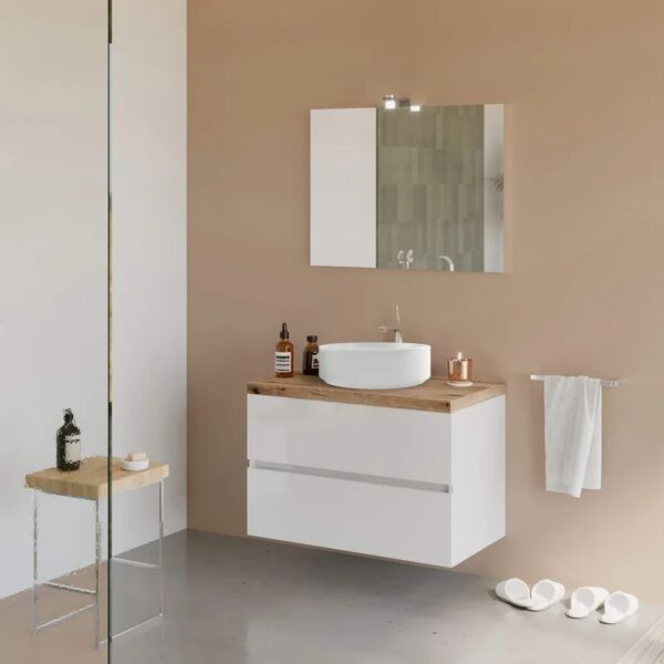 leroy merlin mobile sottolavabo e lavabo con illuminazione city bianco e rovere naturale l 80 x h 114 x p 46 cm