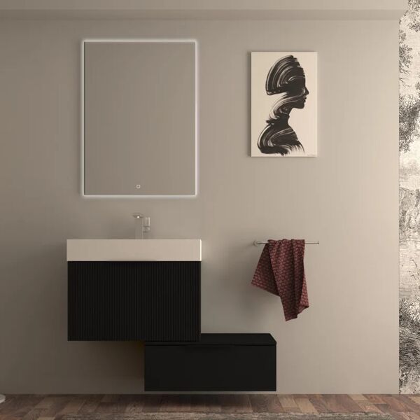 baden haus mobile da bagno sotto lavabo modula nero, lavabo non incluso