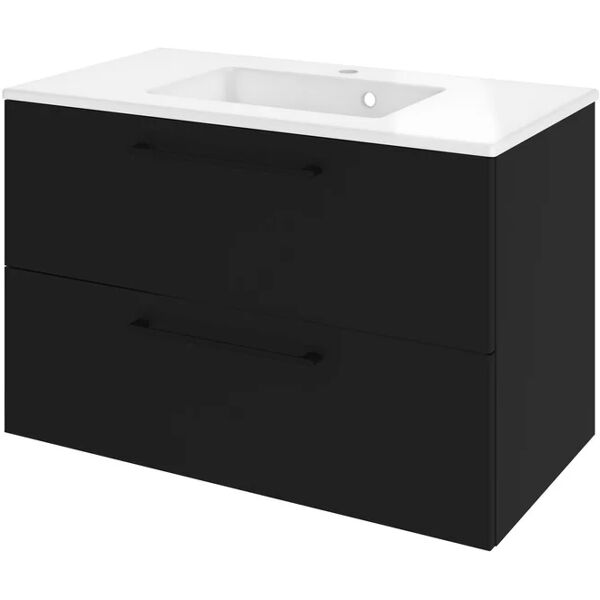 sensea mobile sottolavabo e lavabo remix nero opaco l 47.5 x h 11.2 x p 101.8 cm