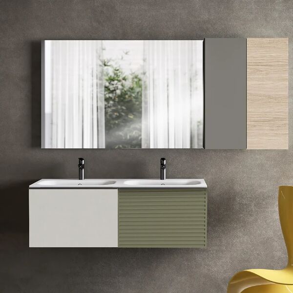 leroy merlin mobile sottolavabo e lavabo pixel verde salvia/grigio pastello l 120 x h 41 x p 46 cm