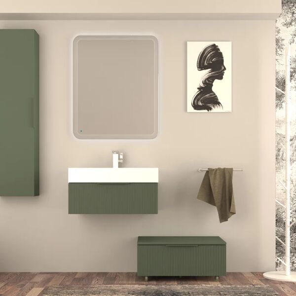 baden haus mobile sottolavabo e lavabo modula verde opaco l 71 x h 37 x p 45 cm