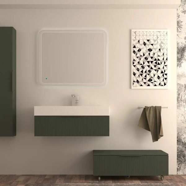 baden haus mobile sottolavabo e lavabo modula verde opaco l 91 x h 37 x p 45 cm