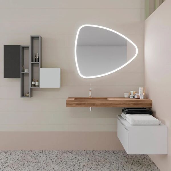 leroy merlin mobile sottolavabo e lavabo ofset lavabo-miele; cassetto-bianco opaco l 100 x h 60 x p 48 cm