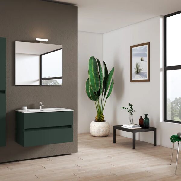 leroy merlin mobile sottolavabo e lavabo con illuminazione kora laccato opaco verde foresta