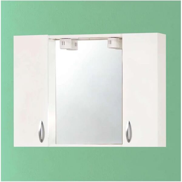 savinidue specchio da bagno con mobile 2 ante+illuminazione cm.77x16x57h bianco prodotto da