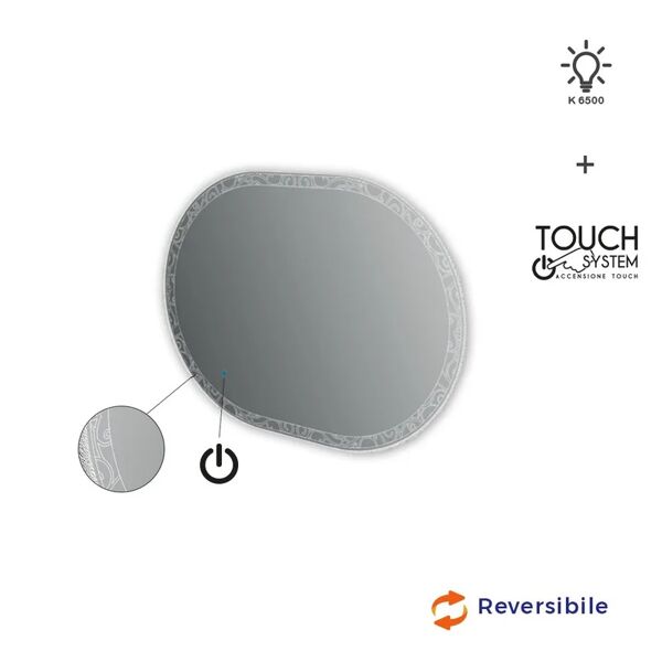 baden haus specchio led touch ovale con disegno intarsiato