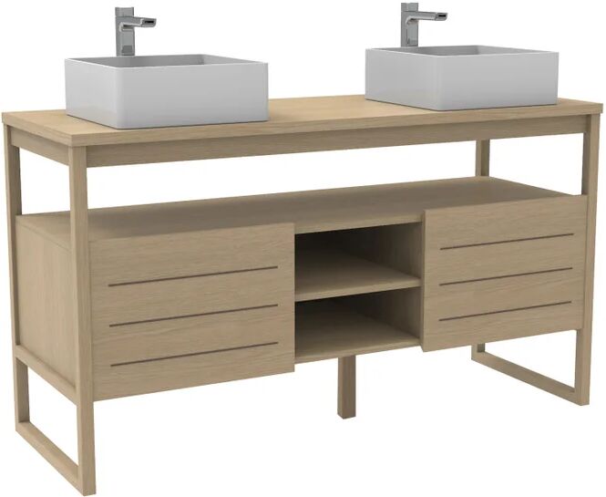 homesight mobile da bagno sotto lavabo niyama l 140 x p 50 x h 78 cm rovere, lavabo non incluso