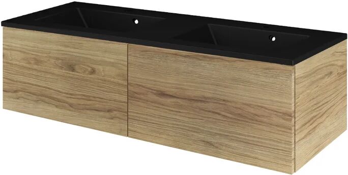 sensea mobile sottolavabo e lavabo neo line rovere miele/nero l 120 x h 65 x p 48.5 cm