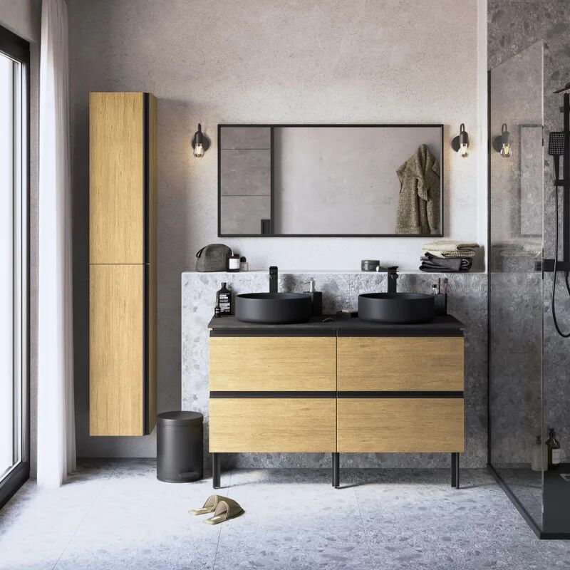 sensea mobile da bagno sotto lavabo studio l 120 x p 48 x h 58 cm rovere, lavabo non incluso