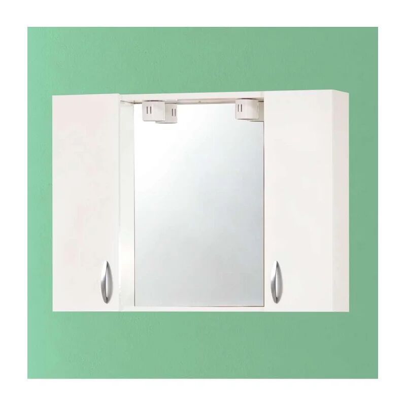 savinidue specchio da bagno con mobile 2 ante+illuminazione cm.77x16x57h bianco prodotto da