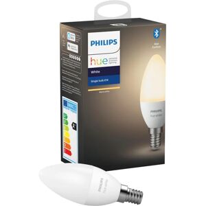 Philips Lampadina HUE WHITE BLUETOOTH, LED, oliva, opaco, luce calda, 5.5W=470LM (equiv 40 W), 150° dimmerabile,