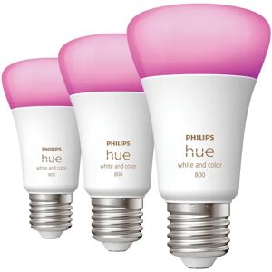 Philips Set da 3 lampadine LED, goccia, trasparente, luce cct e rgb, 9W=806LM (equiv 60 W), 42° dimmerabile,