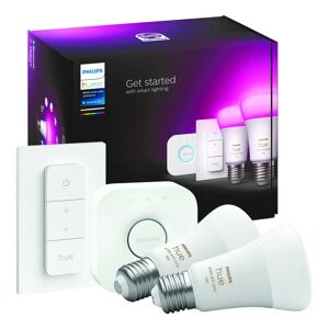 Philips Set da 2 lampadine Starter KT+bridge+dimmer, LED, goccia, opaco, luce fredda, 9W=806LM (equiv 9 W), 150° dimmerabile,