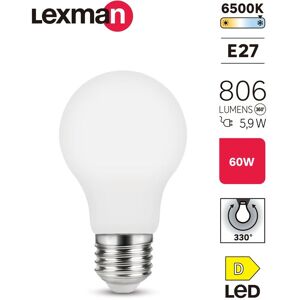 LEXMAN Lampadina LED, goccia, opaco, luce fredda, 5.9W=806LM (equiv 60 W), 330° ,