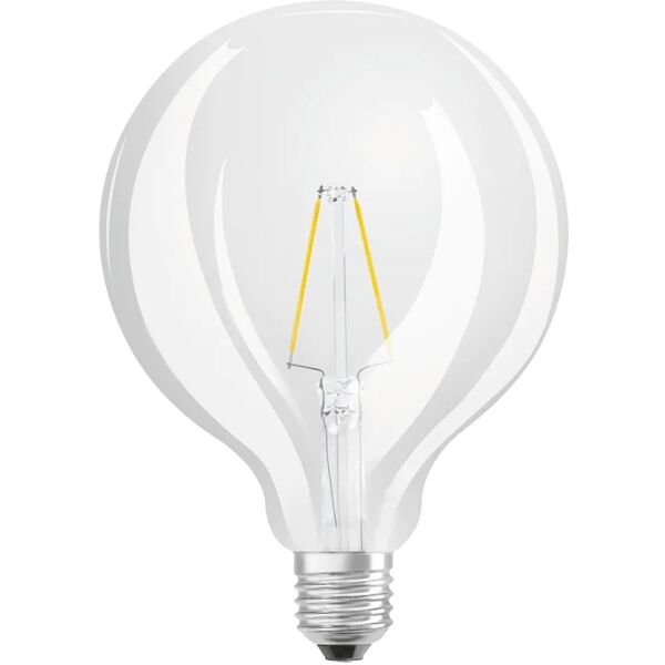 osram lampadina led, globo, trasparente, luce calda, 2w=250lm (equiv 25 w), 360° dimmerabile,