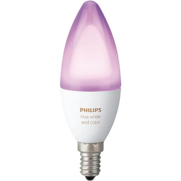 philips lampadina hue color bluetooth, led, oliva, opaco, rgb, 6.5w=470lm (equiv 40 w), 220° dimmerabile,