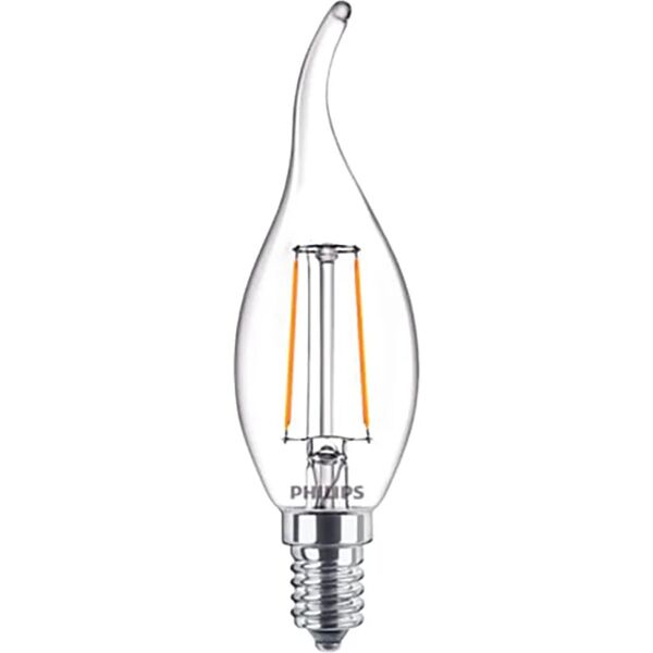 philips lampadina led, colpo di vento, trasparente, luce calda, 2w=250lm (equiv 25 w), 360° ,