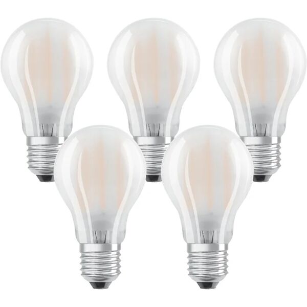 osram set da 5 lampadine led filamento, goccia, opaco, luce calda, 6.5w=806lm (equiv 60 w), 300° ,