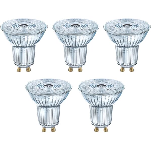 osram set da 5 lampadine led, faretto, trasparente, luce calda, 4.3w=350lm (equiv 50 w), 36° ,