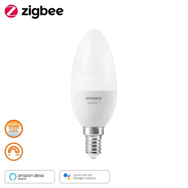 ledvance lampadina zigbee, led, oliva, opaco, cct, 38w=470lm (equiv 40 w), 260° dimmerabile,