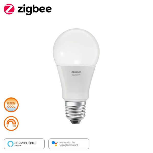 ledvance lampadina smart zigbee, led, goccia, opaco, luce calda, 60w=810lm (equiv 60 w), 160° dimmerabile,