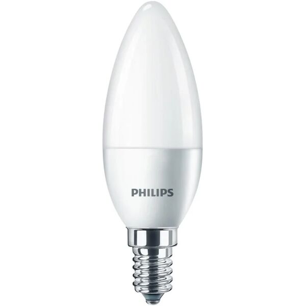 philips set da 4 lampadine led, oliva, opaco, luce calda, 5.5w=470lm (equiv 40 w), 200° ,