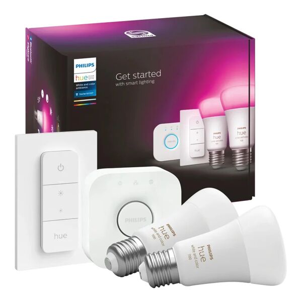 philips set da 2 lampadine starter kt+bridge+dimmer, led, goccia, opaco, luce fredda, 9w=806lm (equiv 9 w), 150° dimmerabile,