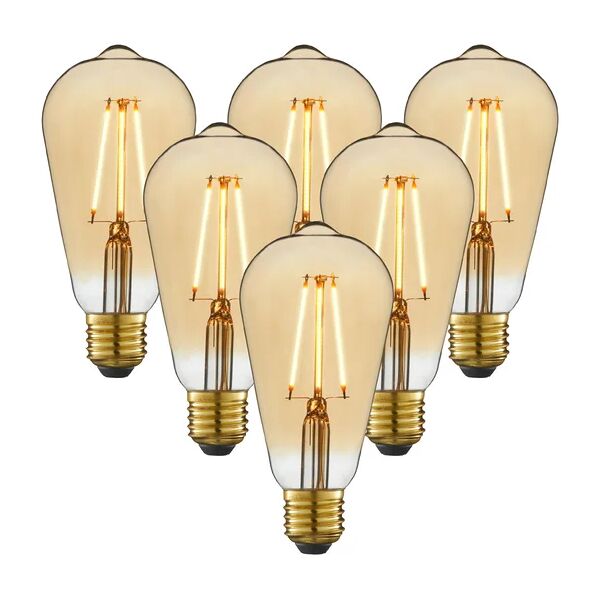 lexman set da 6 lampadine led, goccia, ambrato, luce calda, 5w=300lm (equiv 28 w), 330° ,