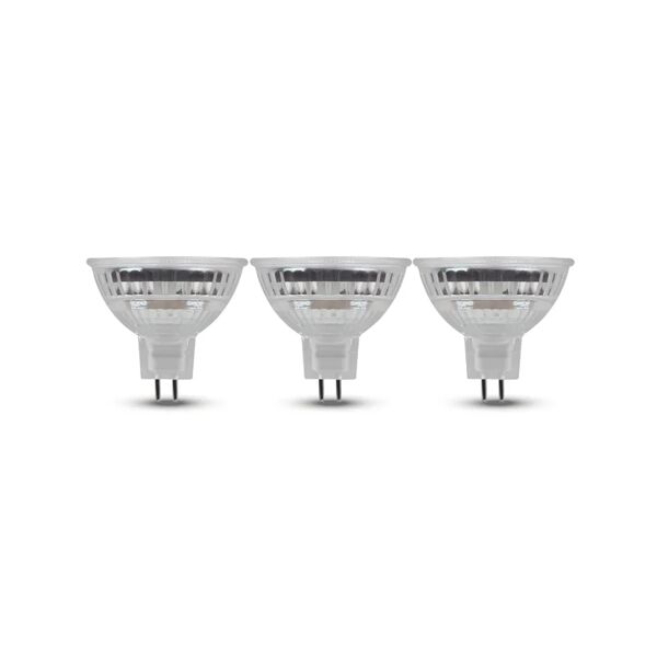 lexman set da 3 lampadine led, faretto, trasparente, luce calda, 4.4w=450lm (equiv 50 w), 100° ,