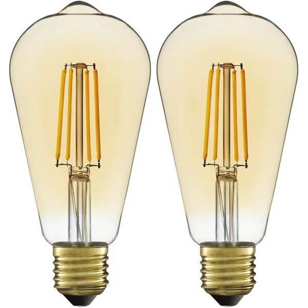 lexman set da 2 lampadine led, edison, ambrato, luce calda, 4w=470lm (equiv 40 w), 330° ,