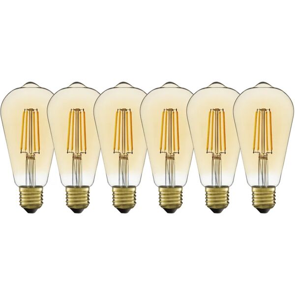 lexman set da 6 lampadine led, edison, ambrato, luce calda, 2.7w=300lm (equiv 28 w), 330° ,