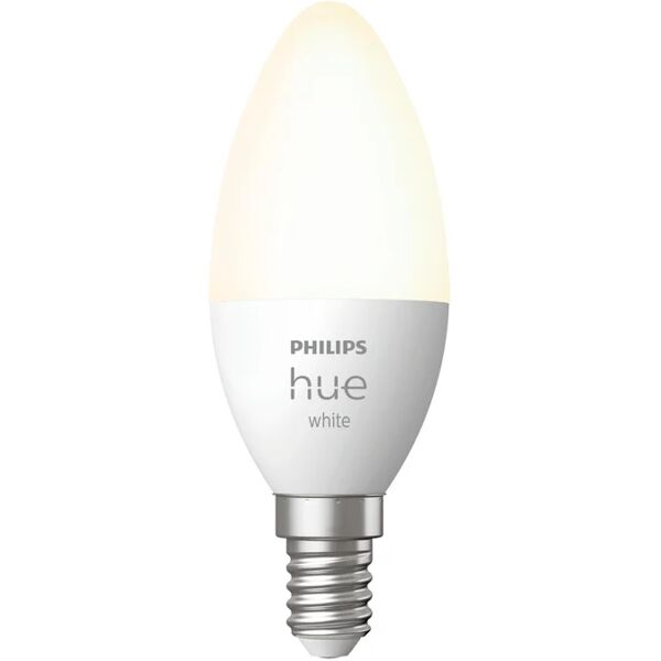 philips lampadina smart hue white, led, oliva, trasparente, luce calda, 5.5w=470lm (equiv 5.5 w), 200° dimmerabile,