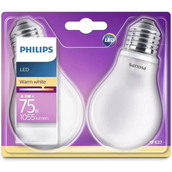 philips lampadine a led 2 pz classic 8,5 w 1055 lumen 929001286371