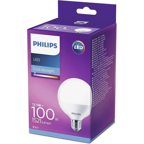 philips - lampadina led globo 100w e27 6500k non dimmerabile