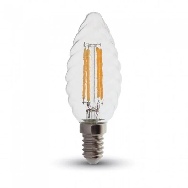 v-tac lampadina led chip samsung e14 4w candela tortiglione filamento 2700k