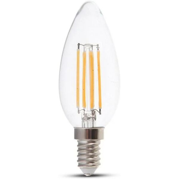 v-tac lampadina led e14 4w 100lm/w candela filamento 2700k (blister 2 pezzi)