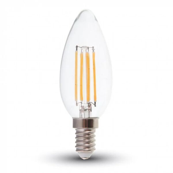 v-tac lampadina led e14 6w candela filamento 4000k