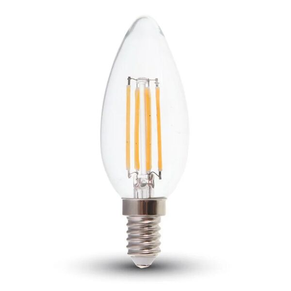 v-tac lampadina led e14 4w candela filamento 6400k