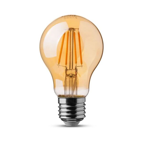 v-tac lampadina led chip samsung e27 6w a60 filamento ambrato 2200k