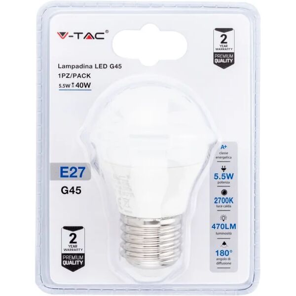 v-tac lampadina led e27 5,5w g45 2700k (blister 1 pezzo)