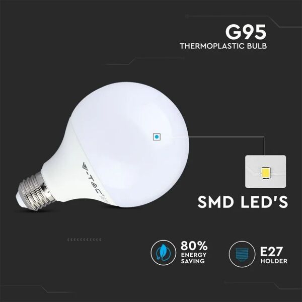 v-tac lampadina led e27 10w g95 4000k