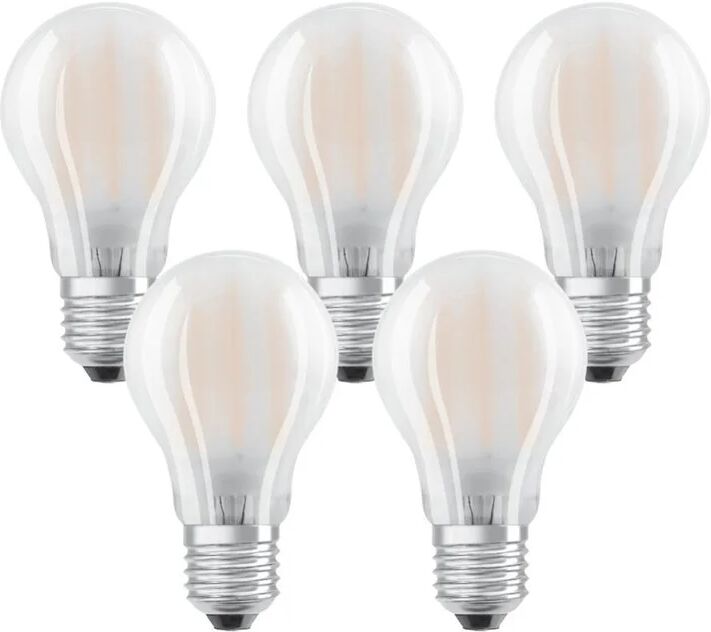 osram set da 5 lampadine led filamento, goccia, opaco, luce calda, 6.5w=806lm (equiv 60 w), 300° ,