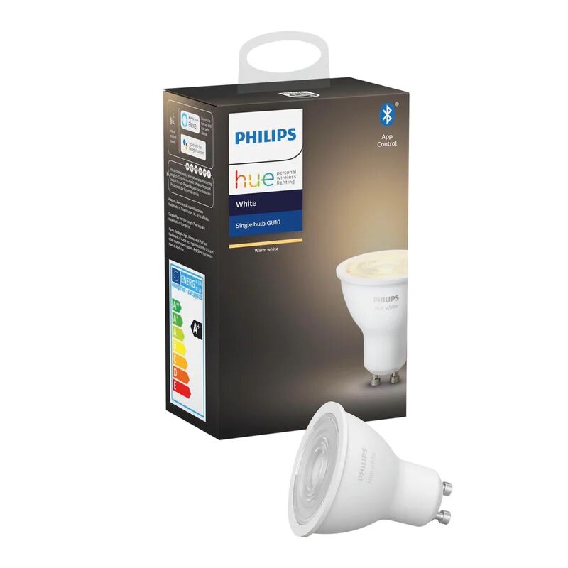 philips lampadina hue white bluetooth, led, faretto, trasparente, luce calda, 6w=400lm (equiv 50 w), 42° dimmerabile,