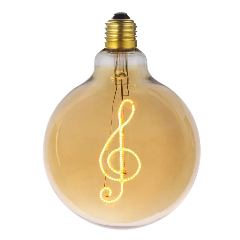 on lampadina script music, led, globo, ambrato, luce calda, 4w=200lm (equiv 4 w), 270° dimmerabile,